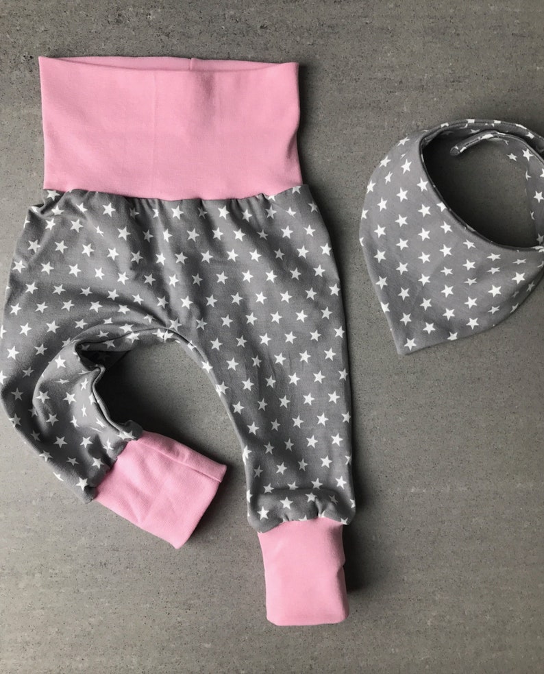 Baby Set Pumphose /& scarf Star Size 566268748086 Grey girl pink Pumphose girl bloomers