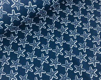 Jersey Children'S fabric Starfish dark blue light blue Stars blue fabric Maritim Jerseystoff Jazz Mins