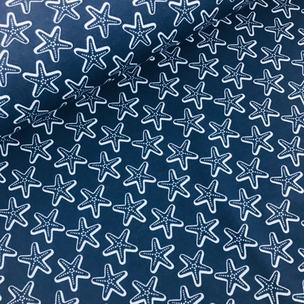 Tessuto jersey per bambini Starfish blu scuro azzurro stelle tessuto blu Maritim Jerseystoff jazz mins