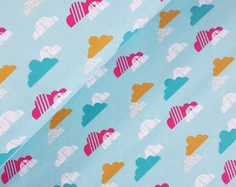 Organic fabric organic cotton jersey children's fabric clouds cloud fabric meterware