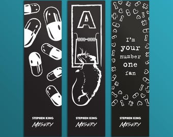 Stephen King's Misery Set Bookmark: White Ink on Black Card