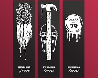 Stephen King Carrie Set Lesezeichen: White Ink Horror Print