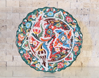 Handmade Handpainted Turkish Ottoman Ceramic Plate 8,7" Diameter Floral Design