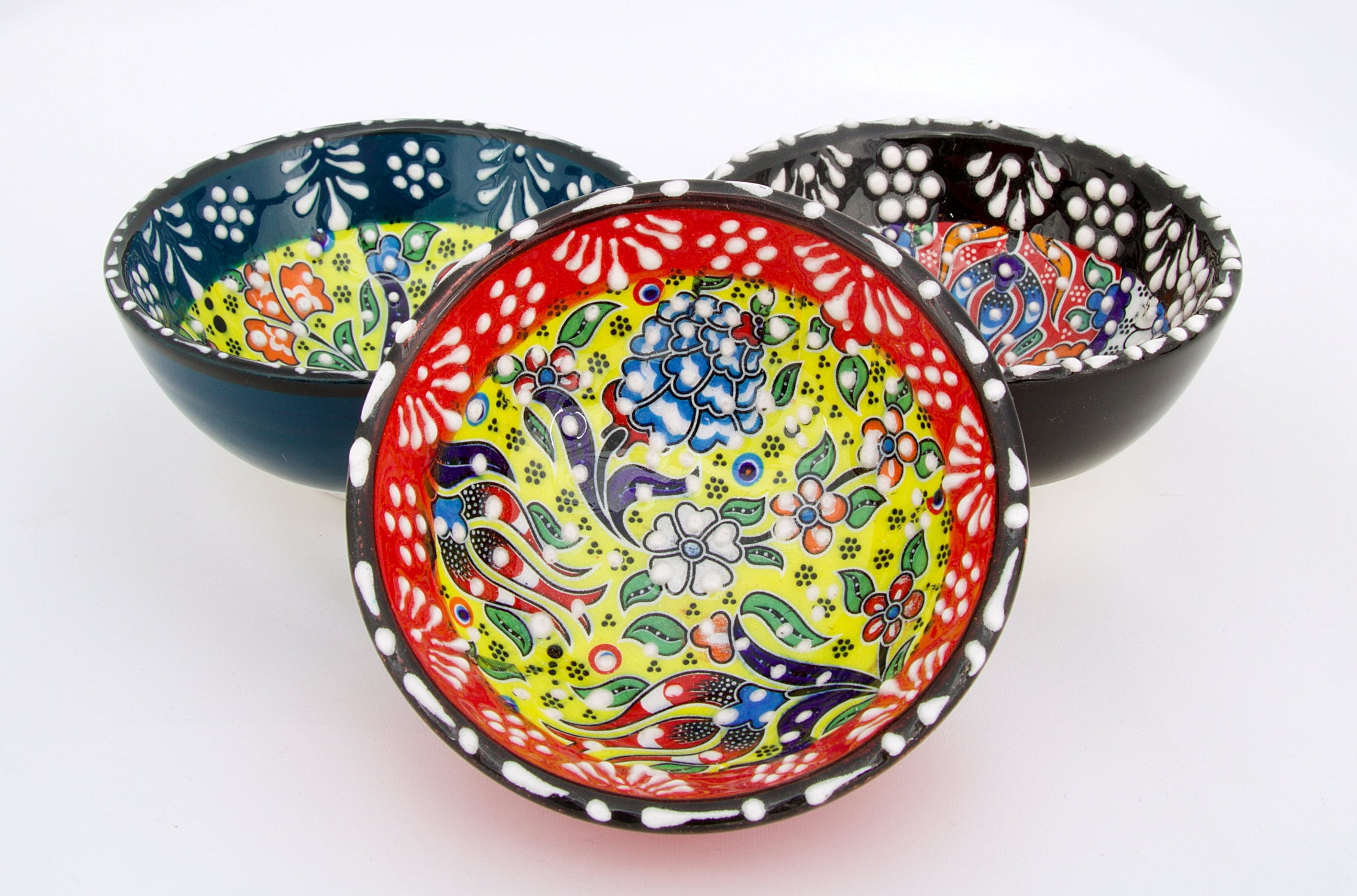 Handmade Turkish Ottoman Ceramic Colourful 6 Pieces Nut Bowls Etsy