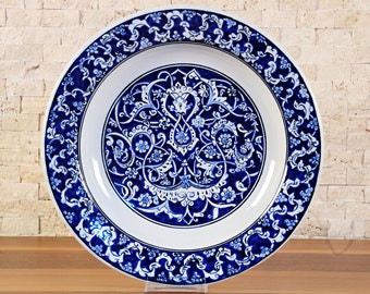 Handmade Handpainted Turkish Ottoman Ceramic Plate 12" Diameter
