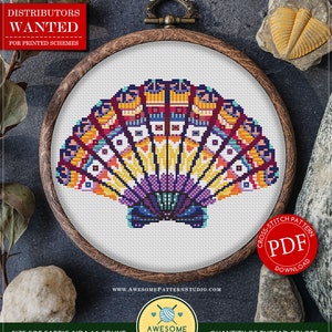 Mandala Shell #P587 Korsstygnsbroderimönster för nedladdning | Sömnad | Broderikit | Stygndesign | Korsmönster