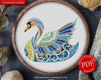 マンダラスワン #P304 クロスステッチ刺繍パターン 即時ダウンロード