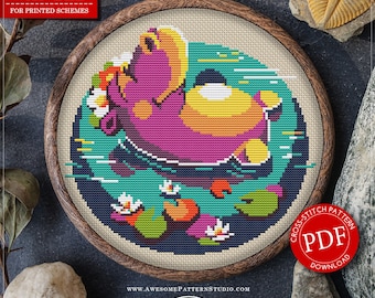 Nijlpaard #P035 borduurwerk kruissteek pdf-patroon downloaden | Kruissteekpatronen | Cross Stitch World | Kruissteekborduurwerk
