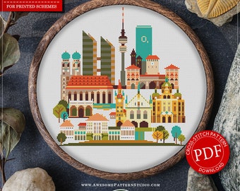 Munich, Germany #P665 PDF Cross Stitch Pattern Embroidery Pattern Instant Download Cross Stitch Patterns | How to Cross Stitch