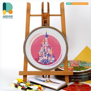 Paris Disney Castle CS809, Counted Cross Stitch Pattern KIT and PDF | Cross Stitch Embroidery | Embroidery Stitches | Cross Designs