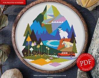 Glacier National Park #P333 Cross Stitch Embroidery Pattern Instant Download | Stitching | Cross Stitch Designs | Cross Stitch Embroidery