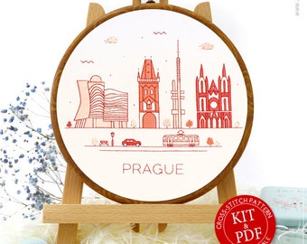 Prague Embroidery Kit and Pattern: Explore Europe with 3D Embroidery Art - Perfect Adult Craft or Gift for Her