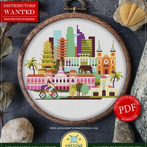 Ho Chi Minh City, Vietnam #P675 PDF Cross Stitch Pattern Cross Stitch Embroidery PDF Pattern Download | Embroidery PDF