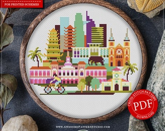 Ho Chi Minh City, Vietnam #P675 PDF Cross Stitch Pattern Cross Stitch Embroidery PDF Pattern Download | Embroidery PDF