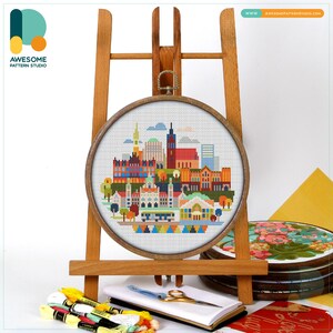 Hannover, Germany, Europe Cross Stitch Pattern and Kit - Modern Needlework Art, Embroidery Sampler for Unique Hoop Art Decor, CS926