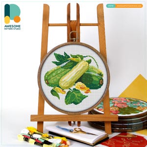 Vegetable Marrow Cross Stitch Pattern and Kit - Modern Needlework Art for Beginners, Simple Embroidery Sampler, CS1038