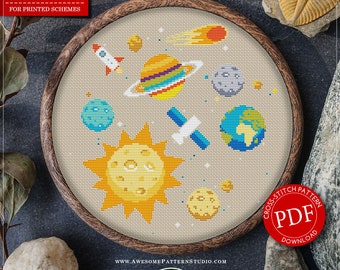 In Space #P525 Embroidery Cross Stitch Pattern Instant Download | Cross Stitch Patterns | Cross Stitch World | Embroidery Designs
