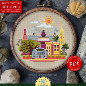 Charleston #P071 Embroidery Cross Stitch Pattern Download | Cross Stitch Patterns | Embroidery Kits | Cross Pattern | Stitch Patterns