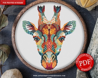 Mandala Giraffe #P206 Cross Stitch Embroidery Pattern Download | Cross Stitch Kits | Cross Stitch Designs | Cross Pattern | Cross Designs