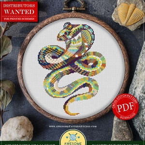 Mandala Snake P227 Cross Stitch Embroidery Pattern Instant Download Stitching Embroidery Kits Cross Stitch Embroidery Cross Designs image 1