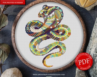 Mandala Snake #P227 Cross Stitch Embroidery Pattern Instant Download | Stitching | Embroidery Kits | Cross Stitch Embroidery | Cross Designs