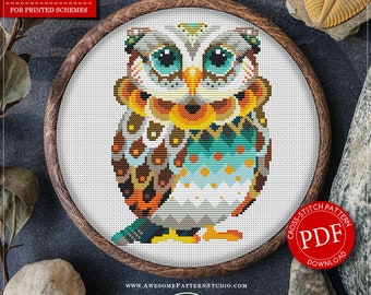 Mandala Owl #P575 Embroidery Cross Stitch Pattern Instant Download | Stitching | Cross Stitch World | Embroidery Designs