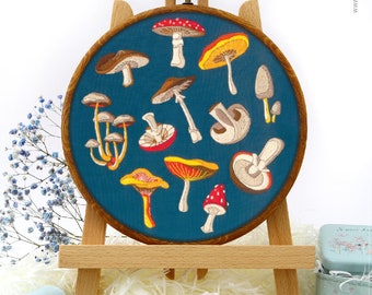Autumn Mushroom Embroidery Kit and Pattern - Perfect for Boho Decor and Hand Embroidery Lovers