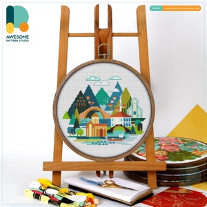 Artvin, Turkey, Europe Cross Stitch Kit and Pattern: Modern Cross Stitch Needlework Art, CS932