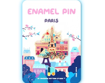 Enamel Pin - Paris, France. Hard Enamel Pin, Enamel Pin Display, Pinback Button, Stick Pins,  Lapel Pin, Acrylic Pin, EP016