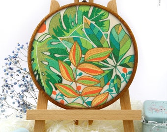 Tropical Leaf Monstera Embroidery Kit and Pattern - Modern Embroidery Art for Boho Decor, Perfect Gift for Her