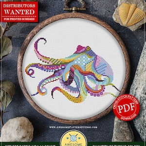 Mandala Octopus #P295 Embroidery Cross Stitch Pattern Instant Download | Stitching | Needlepoint Kits | Cross Pattern | Cross Designs