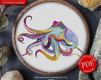 Mandala Octopus #P295 Embroidery Cross Stitch Pattern Instant Download | Stitching | Needlepoint Kits | Cross Pattern | Cross Designs