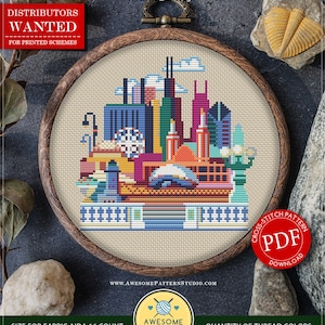 Chicago #P077 Cross Stitch Embroidery Pattern Download | Cross Stitch Kits | Needlepoint Kits | Cross Pattern | Stitch Patterns