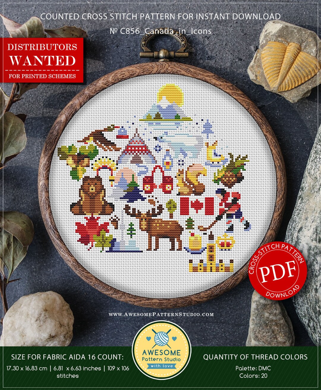 Canada in Icons P856 Cross Stitch Pattern Cross Stitch Embroidery PDF