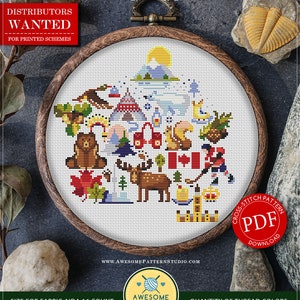 Canada In Icons #P856 Cross Stitch Pattern Cross Stitch Embroidery PDF Pattern Download Stitching | How to Cross Stitch | Needlepoint Kits