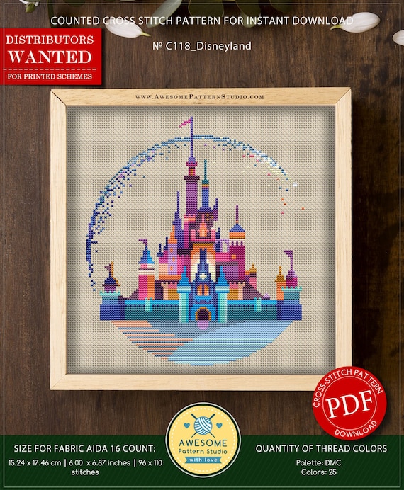 シンデレラ城 #P118 クロスステッチ刺繍パターン ダウンロード