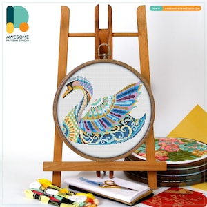 Mandala Swan CS304, Counted Cross Stitch Pattern KIT and PDF | Stitch Design | Cross Pattern | Cross Stitch Designs | Cross Designs