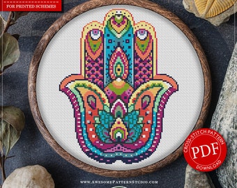 Mandala Hand #P110 Embroidery Cross Stitch Pattern Download | Cross Stitch Patterns | Cross Stitch Designs | Cross Pattern
