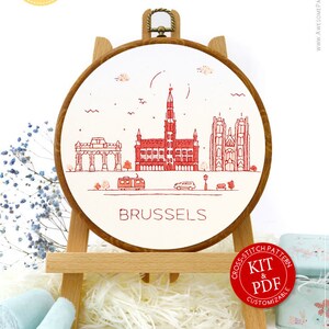Brussels, Belgium, Europe Embroidery Kit and Pattern: 3D Embroidery Art for Adults, Perfect Boho Decor or Personalized Gift