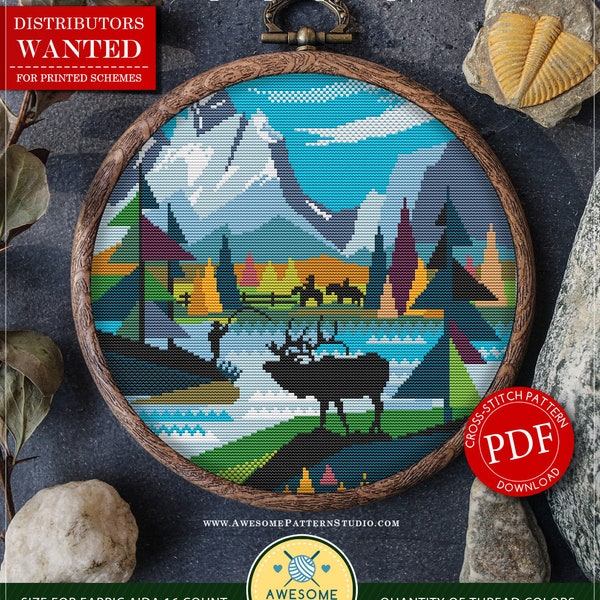 Grand Teton National Park #P459 Cross Stitch Embroidery PDF Pattern Download | Stitching | Needlepoint Kits | Cross Stitch Embroidery