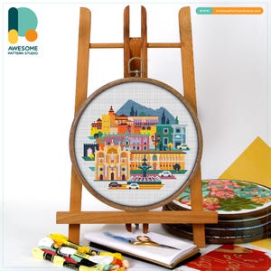 Granada, Spain, Europe Cross Stitch Pattern and Kit - Modern Cross Stitch and Needlework Art for Beautiful Embroidery Sampler, CS1187