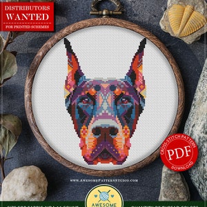 Mandala Doberman Pinscher #P693 Cross Stitch PDF Pattern Download Cross Stitch Patterns | Cross Stitch World