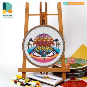 Epcot, Florida, USA Cross Stitch Kit and Pattern - Modern Cross Stitch Needlework Art and PDF Pattern, CS493