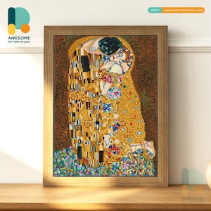 Il bacio di Gustav Klimt DS2198, KIT fai da te per pittura diamante / Kit pittura diamante / Kit arte diamante per adulti / Tutti gli articoli inclusi