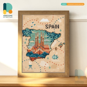 Spagna Sagrada Familia Mappa di Barcellona DS2547, KIT fai da te per pittura con diamanti/Kit per pittura con diamanti/Kit arte con diamanti per adulti