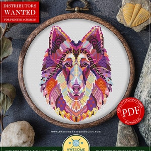 Mandala Hund #P452 Kreuzstich Stickmuster Sofort Download | Steppnähte | Nadelspitzen Stickpackungen | Gezählter Kreuzstich | Stichmuster