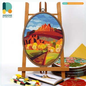 Capitol Reef National Park, USA Cross Stitch Kit and Pattern: Modern Embroidery Sampler PDF for Needlework Art Enthusiasts, CS1075