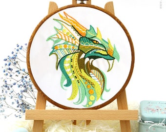 Mandala Dragon Embroidery Kit and Pattern - Boho Decor and Embroidery Art for Adult Crafts