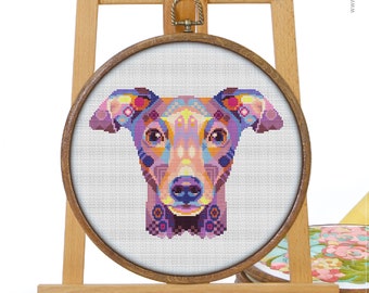 Mandala Italian Greyhounds CS2122, Counted Cross Stitch Pattern KIT and PDF | Embroidery Pdf Pattern Download | Cross Stitch Kits