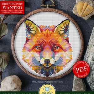Mandala Fox #P619 Embroidery Cross Stitch PDF Pattern Download | Cross Stitch Patterns | Embroidery Kits | Cross Pattern | How To Embroider